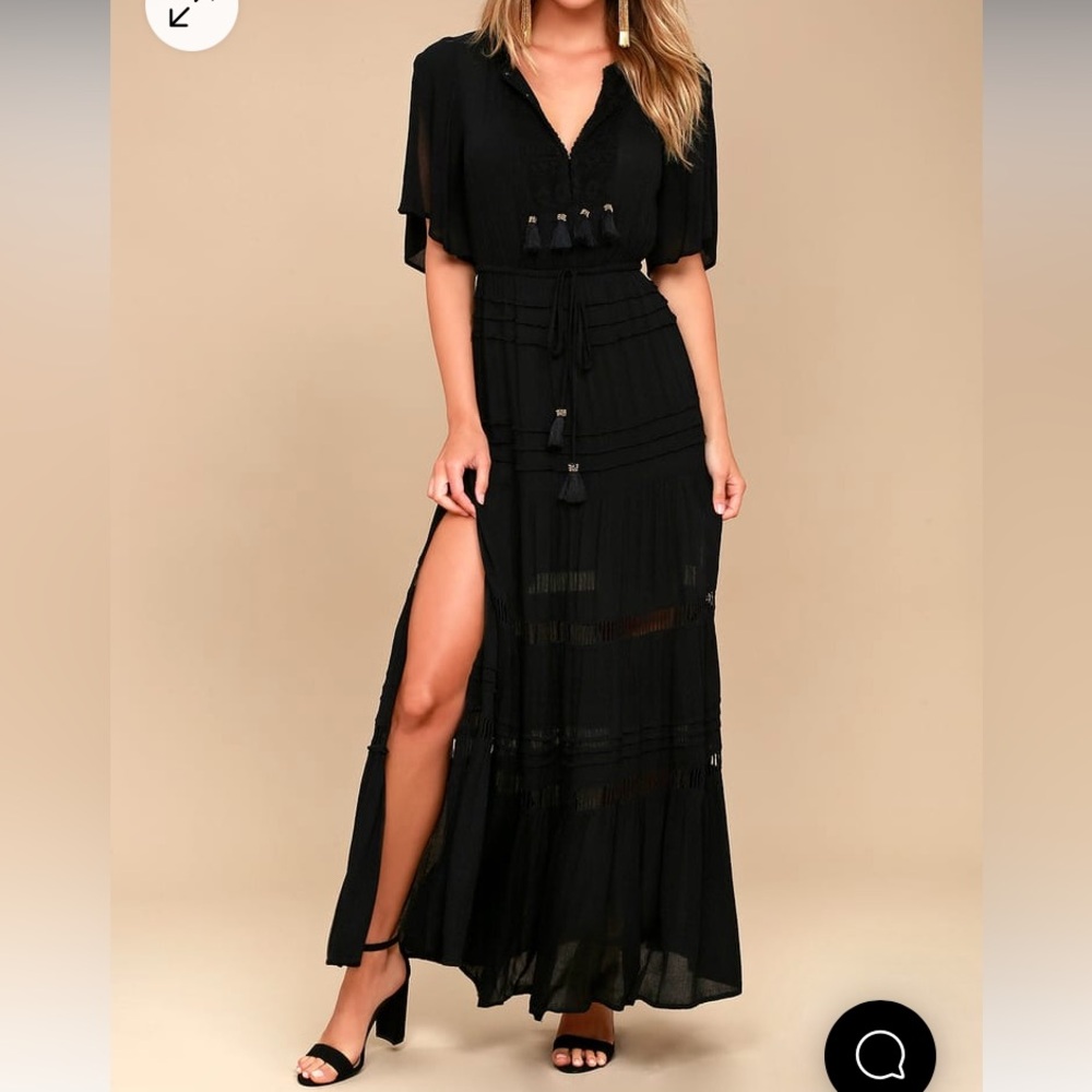 Santa Fe sway black crochet maxi dress